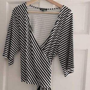 Express Stripe Wrap Blouse Small NWOT